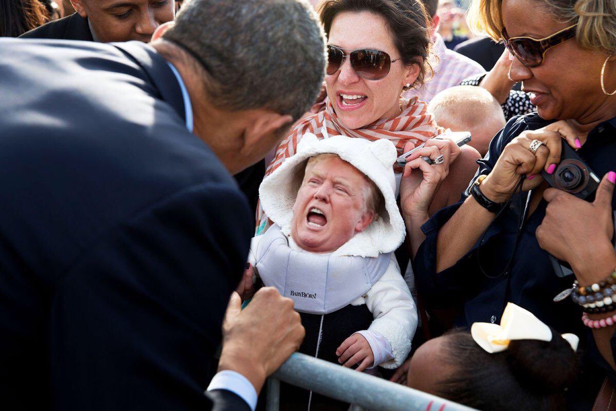 tinytrumpp's tweet photo. Obama: " oh my... that's an ugly baby" https://t.co/AdKLn9w1GX