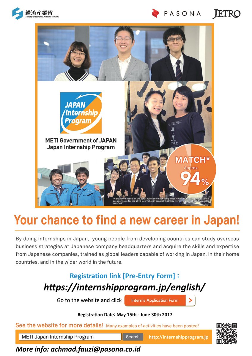 PasonaIndo's tweet photo. METI Japan Government Internship Program | Pre-Entry Form: https://t.co/LoYM7xXhQS | Registration May 15th – June 30th cc: @infoFATETA https://t.co/WpoqmRD4aO