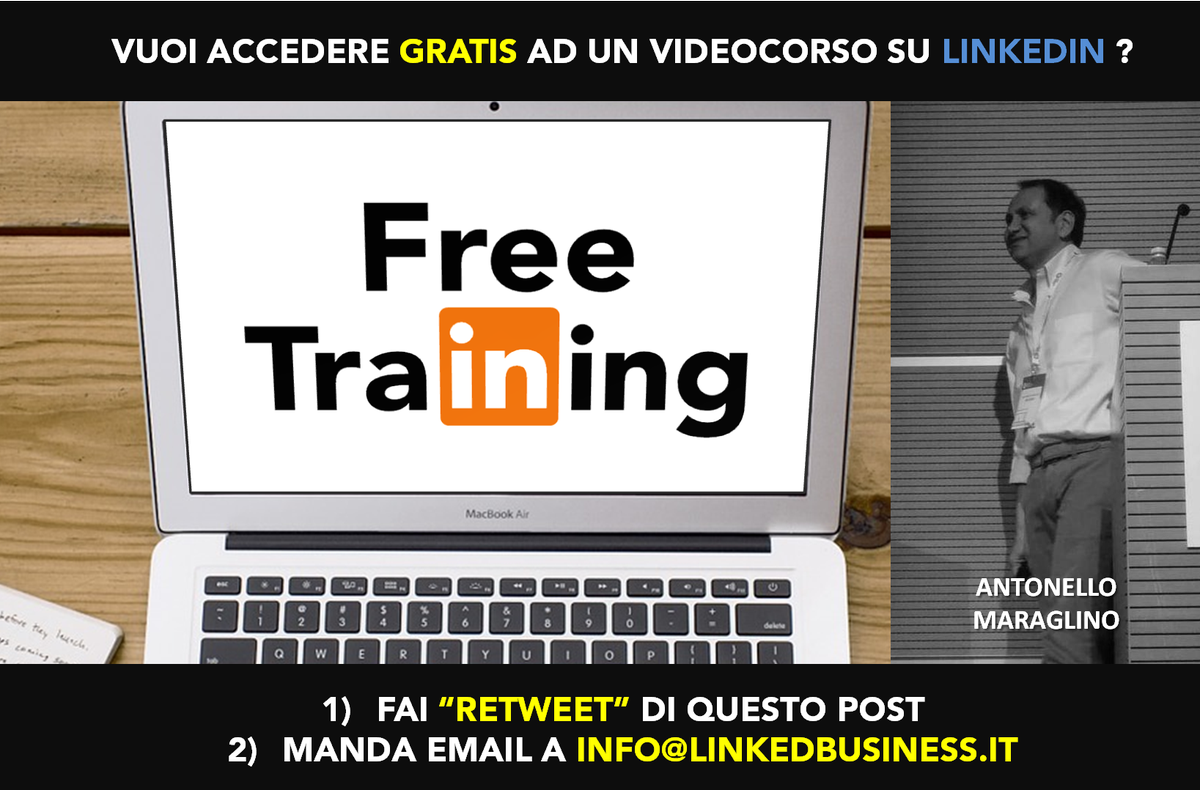 ilmaraglia's tweet photo. #Videocorso #LinkedIn #Gratis 😀 Leggi nell'immagine le istruzioni per ottenerlo... #LinkedBusiness https://t.co/Dh5h1SSZnL