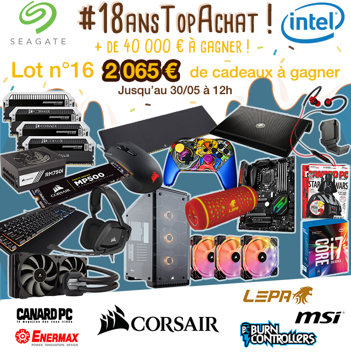 TopAchat's tweet image. 🎉 #Concours #18AnsTopAchat 🎉

Et ça continue avec le #Lot16 d'une valeur de 2 065 € !

Pour participer, RT + Follow @TopAchat ;-)