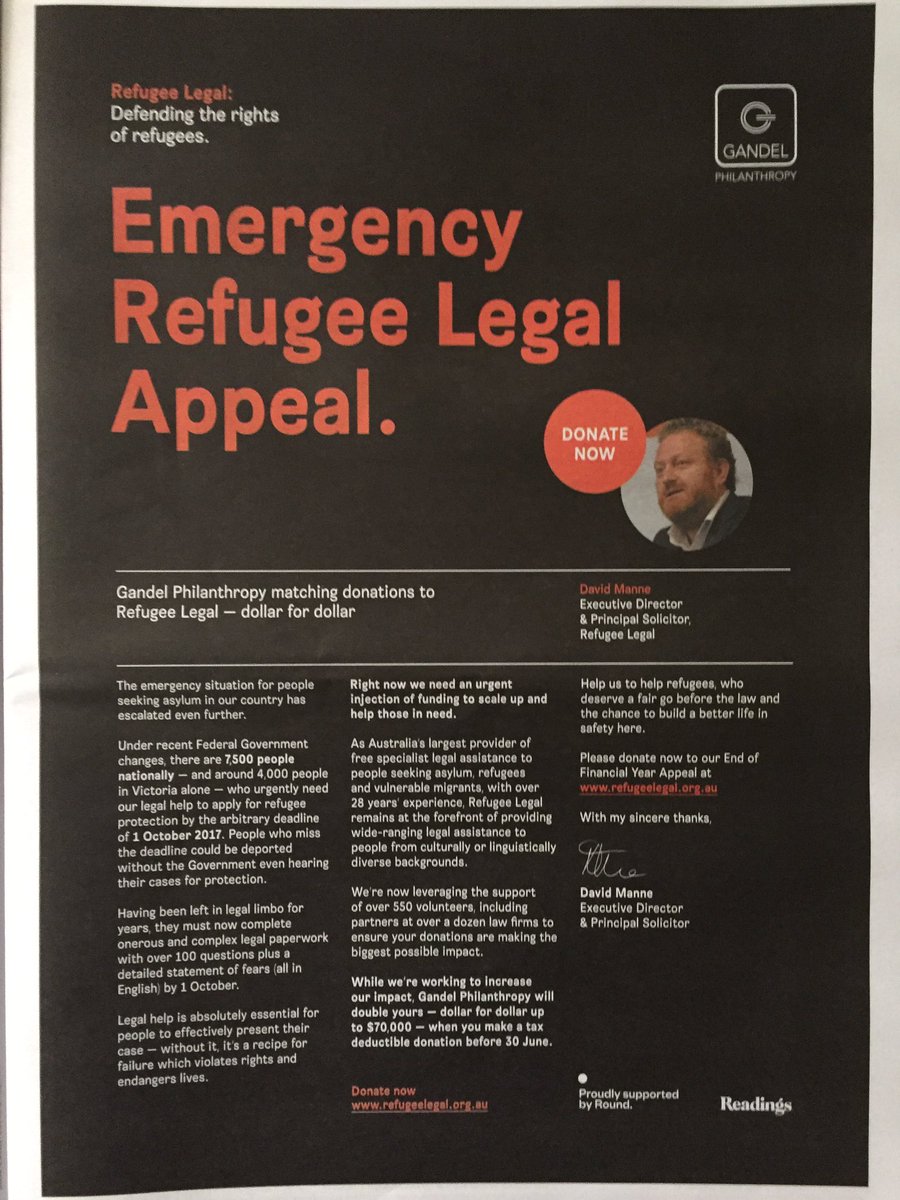 Huge thanks to <a href="/StudioRound/">Studio Round</a> for helping us help people seeking #asylum in our EOFY Appeal: refugeelegal.org.au/get-involved/a…
