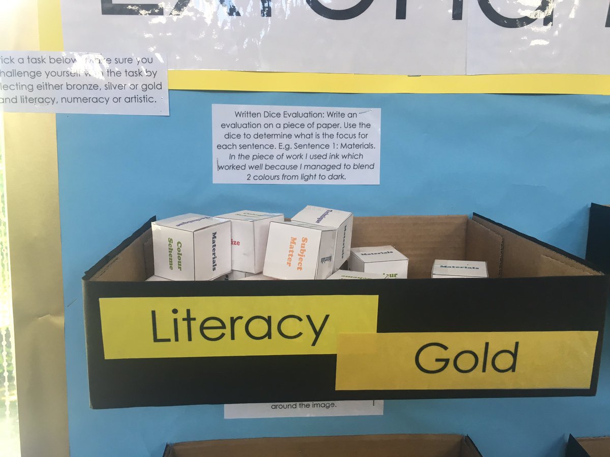 MrsEborall's tweet photo. My new extension display. It supports literacy/numeracy whilst differentiation comes in the form of bronze/silver/gold tasks. #extensiontask https://t.co/rNORl4RESz