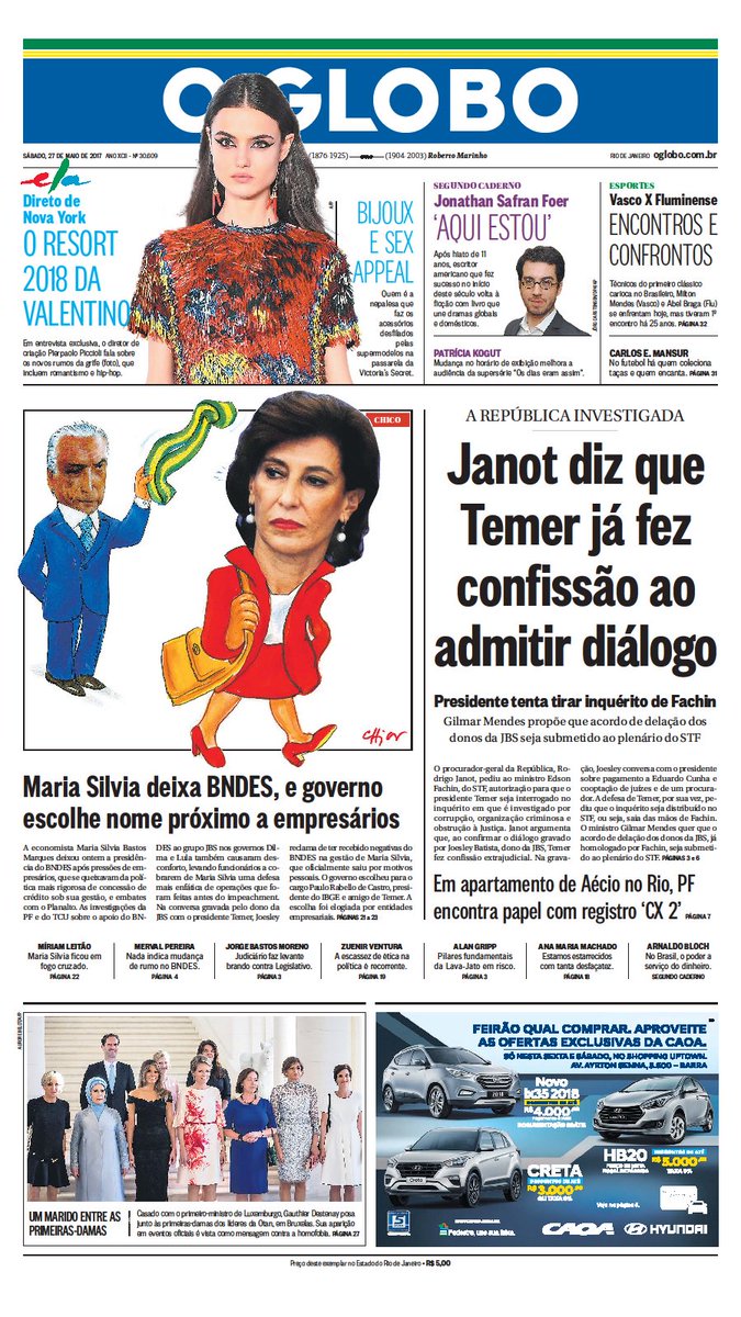 Bom dia, amigos! Esta é a capa do #JornalOGlobo deste sábado.
