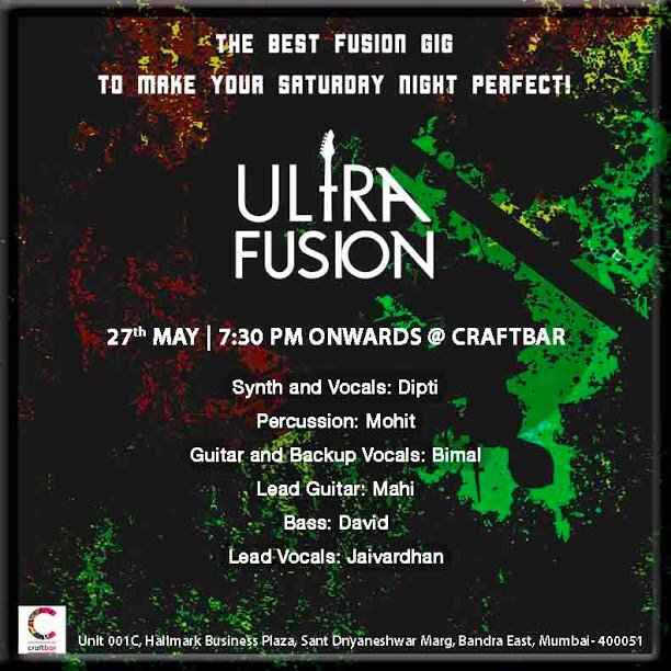 CraftbarBKC's tweet photo. Get ready for a musical night like no other when UltraFusion takes over! See you tonight!
#CraftBarBKC #LiveNight #SaturdayNight #Drinks https://t.co/lrpHQgSNic