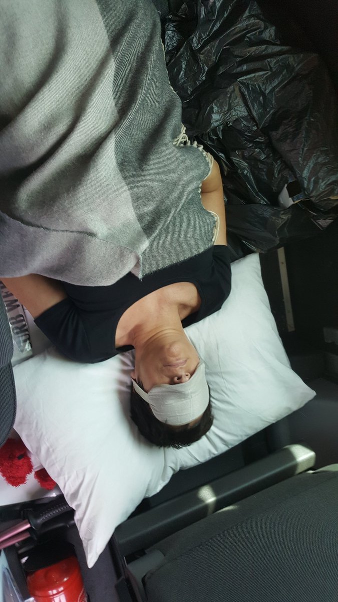 thinlizzyohara's tweet image. Nicola having a sleep on the minibus