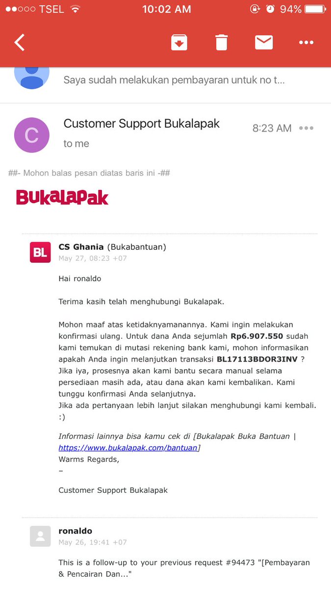 Leonardotasmann's tweet photo. @Bukalapak_Care sya sdh melakukan pmbyaran dan sudah d konfrim oleh pihak BL. Ttp knpa blm d konfrim k penjual brang nya y? Tq https://t.co/YUHdIwoD3g