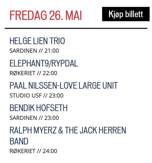 SusannaMagical's tweet photo. Gratulerer @Nattjazz med en testosteron-fylt åpningsdag på årets festival! #kjønnsbalanse #gufsfrafortida #kjønn #musikk #demokrati https://t.co/ubhp0uuZHJ