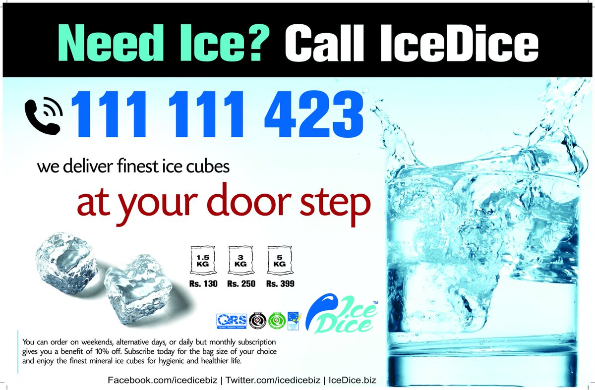 Need #IceCubes made of #PureWater near/around #NapierRoad, #McLeodRoad, #AbbottRoad, #DavisRoad, #GTRoad, any place in #Lahore Call #IceDice