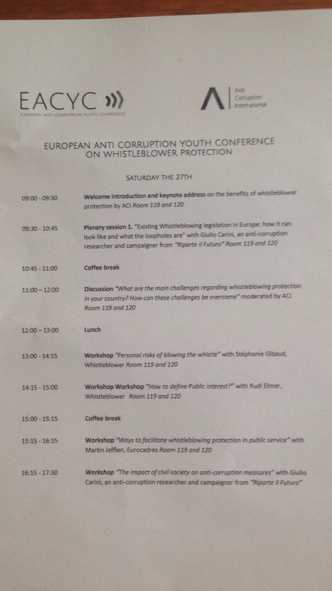 AntiCorruptIntl's tweet image. We&apos;re live at #EACYC2017 - which session do you want to see? #WhistleEU