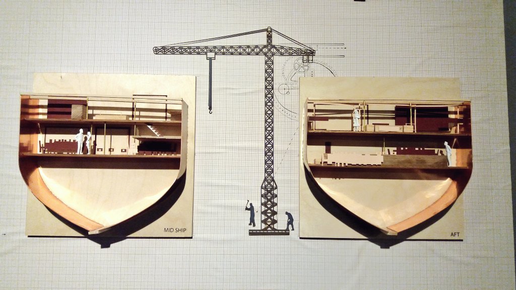 DJCAD_IED_17's tweet photo. @TinaHopking designed parts of the TS Queen Mary and the dock to an interactive museum experience. Come and visit us today until 4 at DJCAD https://t.co/ir3mj1jaOw