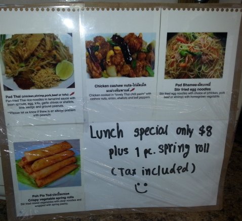 ThaiPadPEI's tweet photo. Check out this weeks lunch specials only $8. Hours:11-7 Mon-Sat,Sun closed."Water n Wine"parking lot.902-316 3473. https://t.co/yVvsnXRhxd