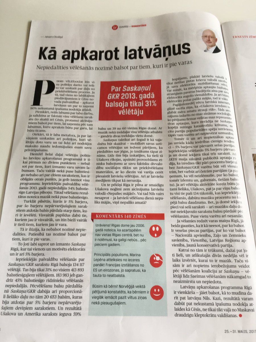 akberzins's tweet photo. No @irLV @AivarsOzo lieliski izskaidro kāpēc tupēt mājās vēlēšanās Rīgā nozīme faktiski balsot, atdot balsi Ušakovam https://t.co/C3mvRQi6N3