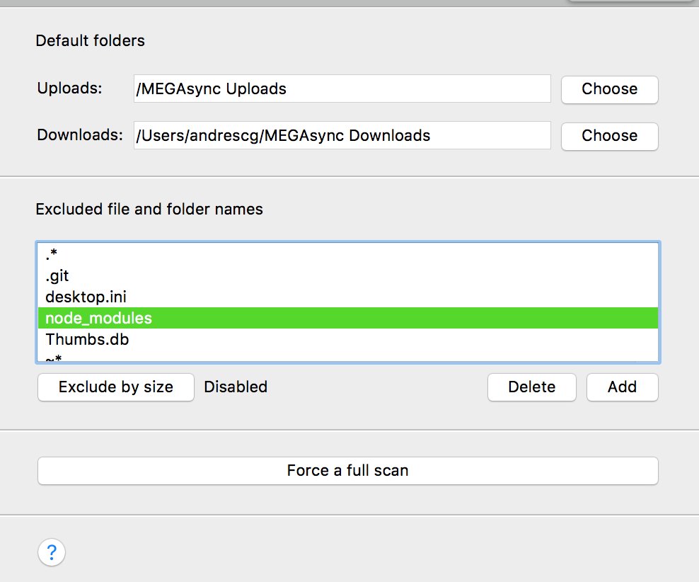 aazcast's tweet image. @wesbos Look #MegaSync has an exclude option. Works great with node_modules folder, etc… The unique alternative that I found!