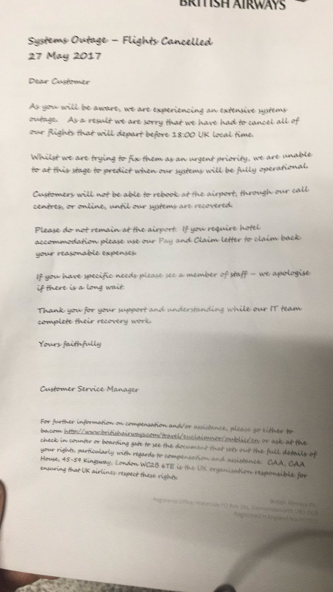 DavidFioranelli's tweet photo. 😡😡Ridiculous letter (not signed) and customer service  @British_Airways Rome Fiumicino. My bank holiday is fk https://t.co/gDKPS05T4X