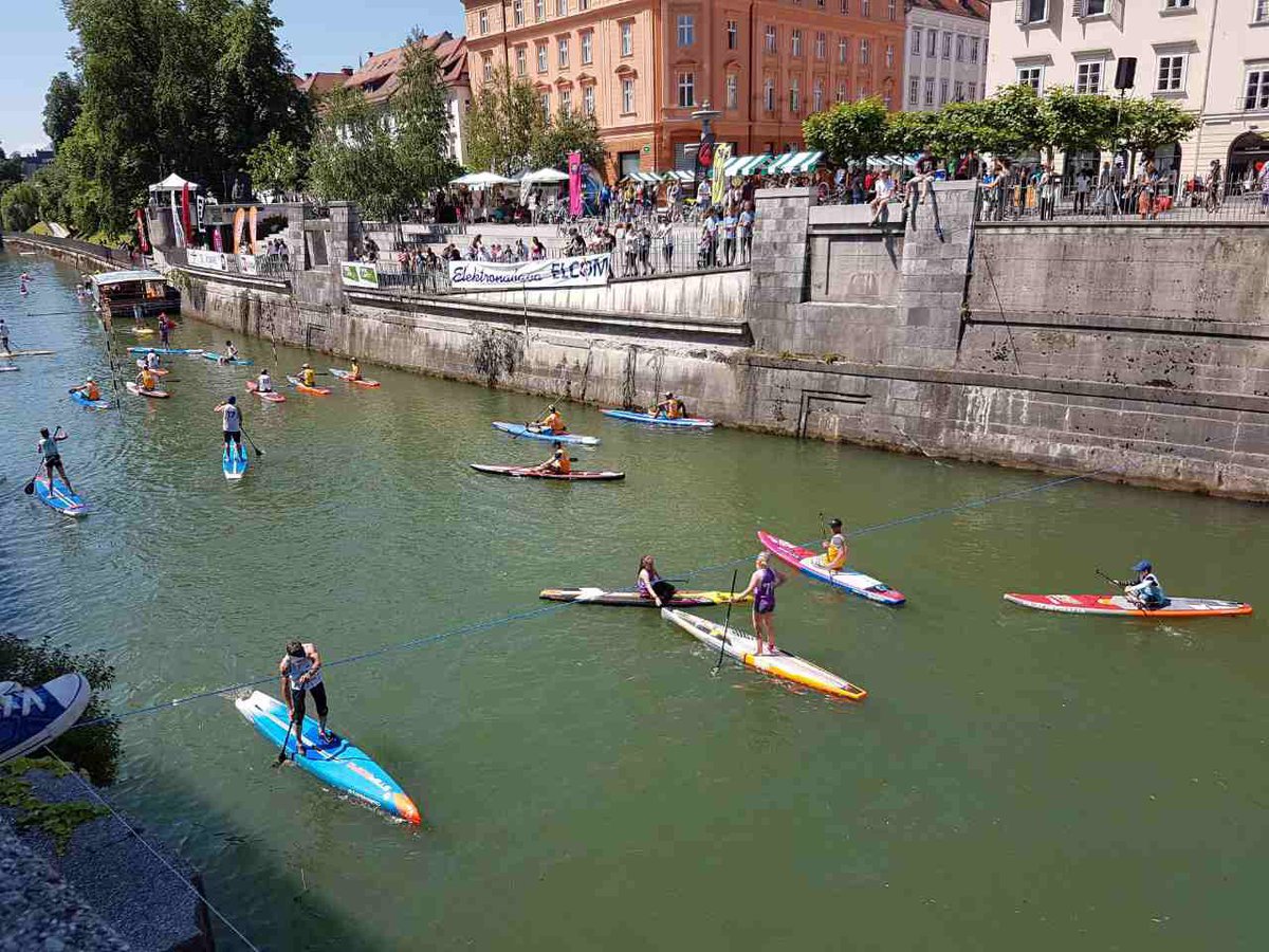 Curious what's happening on #Ljubljanica today? It's the #ljubljana #sup challenge. Check out our 'What's on' section for more tips.