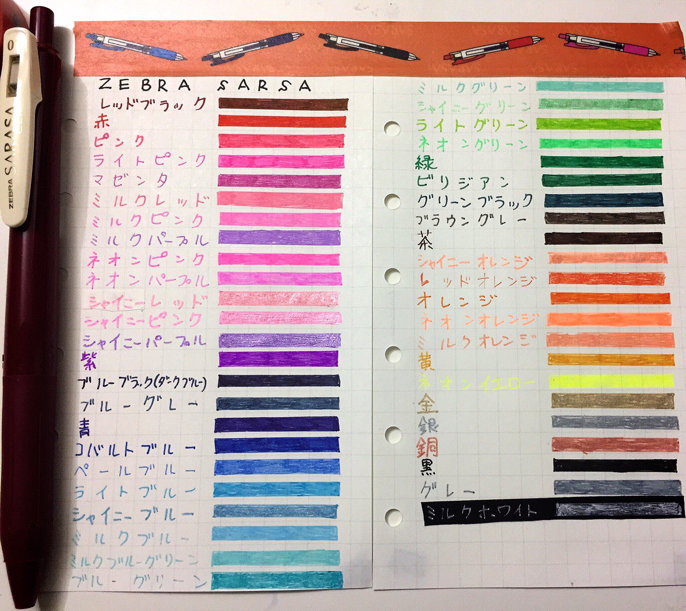 Twitter 上的 ゅぅପ ଓ せっかくなので サラサの色見本作り直してみました ちなみに サラサ総選挙 では レッドブラック 推しです ๑ ๑ ゼブラ Sarasa T Co Iy1kus15pw Twitter