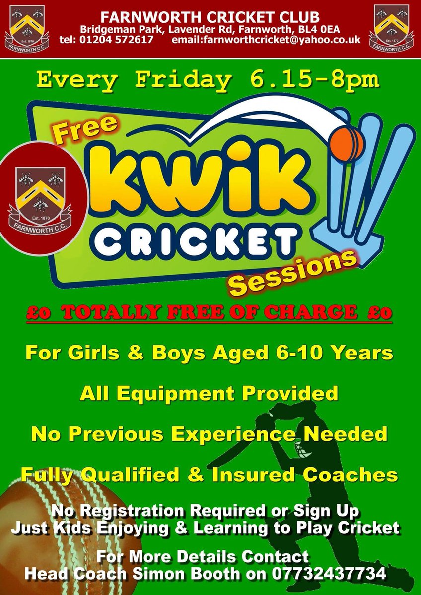 Free kwik cricket sessions for 6-10 year old boys and girls #cricket #juniors