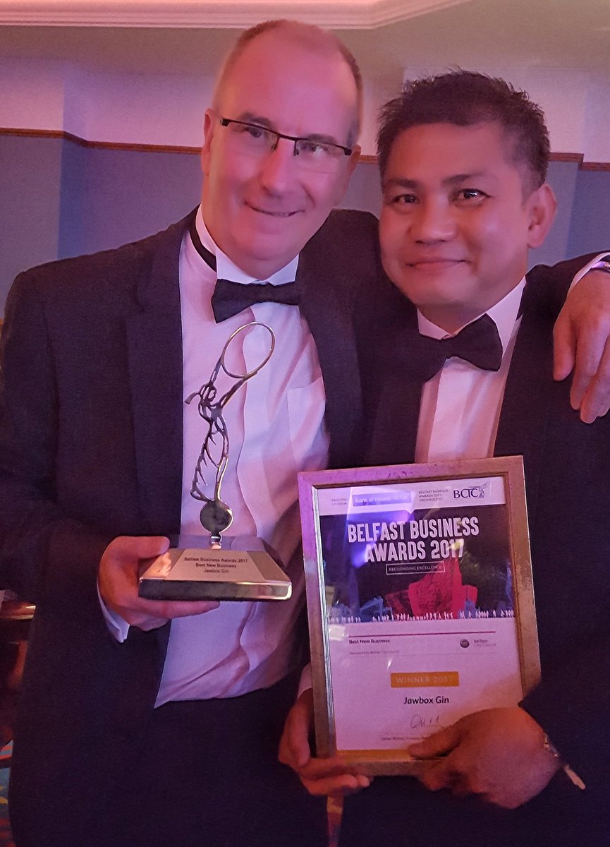 Delighted That The Team Behind #JawboxGin Won Best New Business 2017 At The #BelfastBusinessAwards Massive Thank You For All The Support 🍸😎🍸