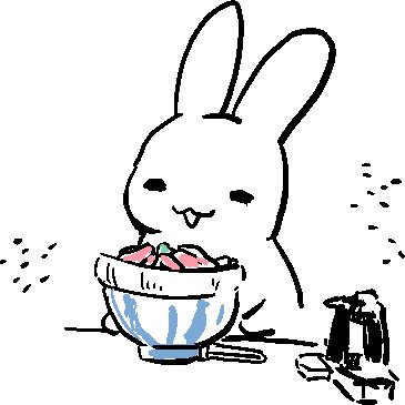 海鮮丼を食べに行ったら注文を取りに来た店員が可愛い女の子だったのでごきげんなうさぎを描きました 