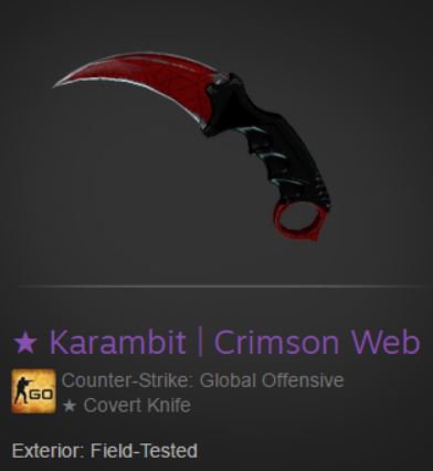 SPUNJ's tweet image. Giving away this Karambit Crimson Web knife. Follow and Retweet for your chance to enter the giveaway. Winner drawn on 20th of June. 👍🏆