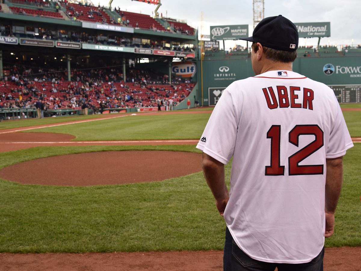 RedSox's tweet photo. A new kind of all-star will be taking the mound to kick off today’s game. Welcome 5 star @Uber driver-partner, Franklin! #UberAllstar https://t.co/UQnSWsFGw2