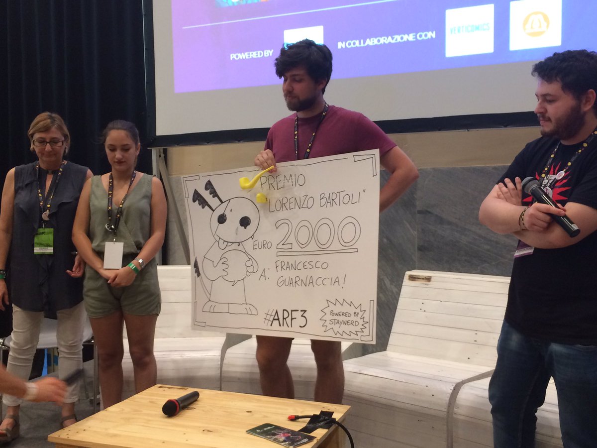 arfestival's tweet photo. Francesco Guarnaccia vince il Premio Bartoli! #ARF3 @JustStayNerd @Verticomics @RomaMakers https://t.co/SQWPlZWtyG