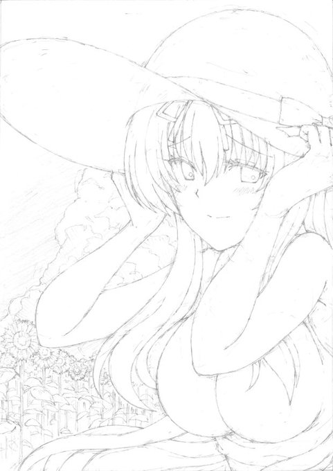 少し気が早いですが夏っぽい紫ちゃん下書き。仕上げは夏が終わるまでにはしたい所です。 