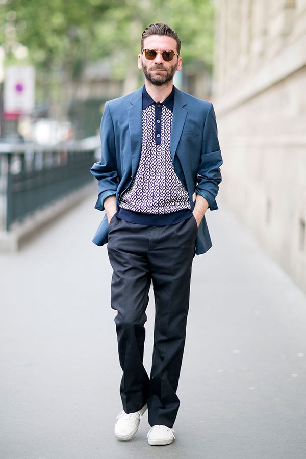 メンズ ファッションスナップ フリーク 紺テーラードジャケット 紺系ニットポロシャツ グレースラックス 白スニーカー コーデ詳細 T Co 87xsgzfnzf T Co Xopwn3dwk7 Twitter