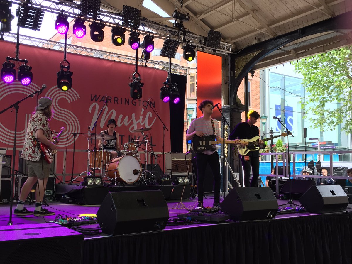 @FEZBand performing their latest single #smile at the #GSwarringtonfest2017 they're certainly making us smile 😀😀😀