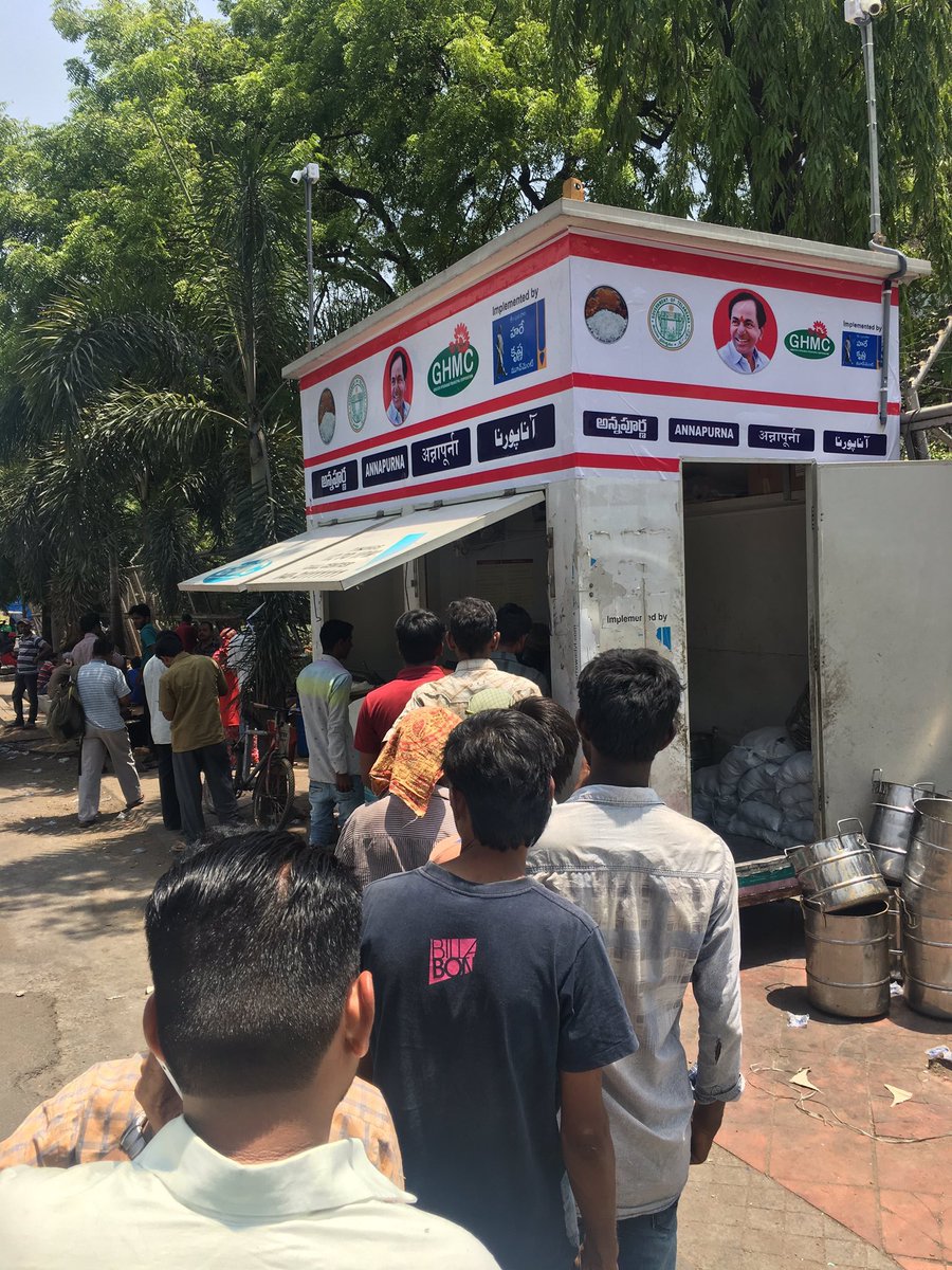 Happy to share that Annapurna (Rs. 5 meal) reached an important milestone of one crore meals thus far.  150 centres across HYD serving poor