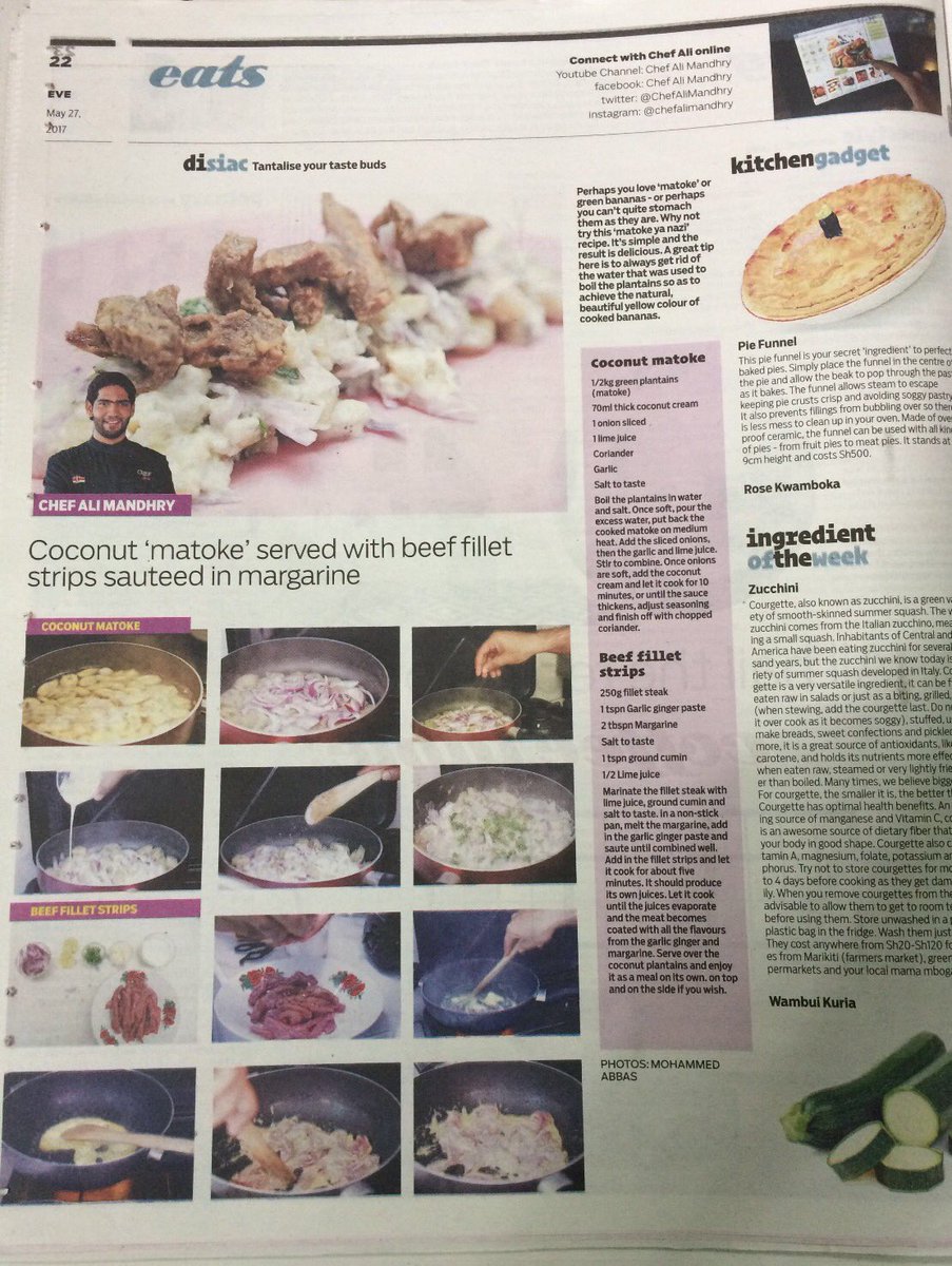 ChefAliMandhry's tweet photo. Today on my #Disiac Colum @EveWomanKenya let's prepare some Matoke ya nazi for iftar, plantains in coconut sauce my style #Swahili Delicasie https://t.co/79avu7Xn8J