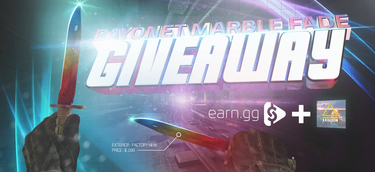 elootgg's tweet photo. Bayonet Marble Fade Giveaway. Retweet &amp; Follow us @earnggofficial and @exillionOG to Enter! Ending on 06/04/17 https://t.co/ml2CiuS8Cc