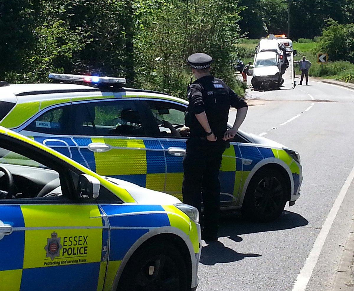 eefnews's tweet photo. London Road, Stanford Rivers, closed following two-car collision. Officer on scene told @eefnews road could be shut 3 hrs while road cleaned https://t.co/WjwuAIK4Y6
