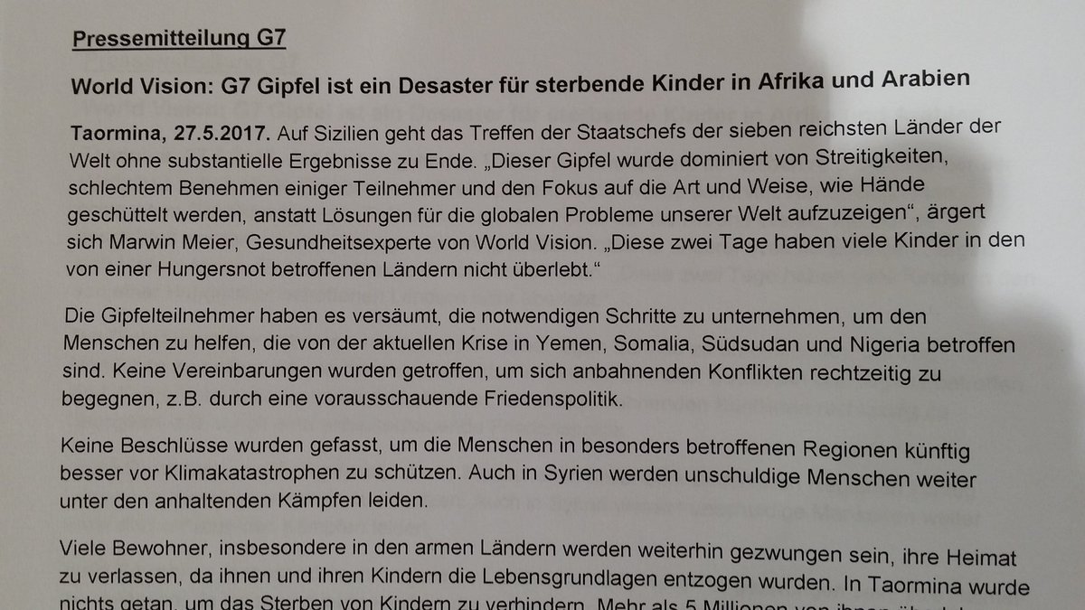 WorldVisionDe's tweet photo. #G7act Gipfelbeschlüsse Desaster für hungernde Kinder in #Yemen, #Somalia, #Südsudan, #Nigeria. Viele haben diese 2 Tage nicht überlebt. https://t.co/d4zCvjAhEG