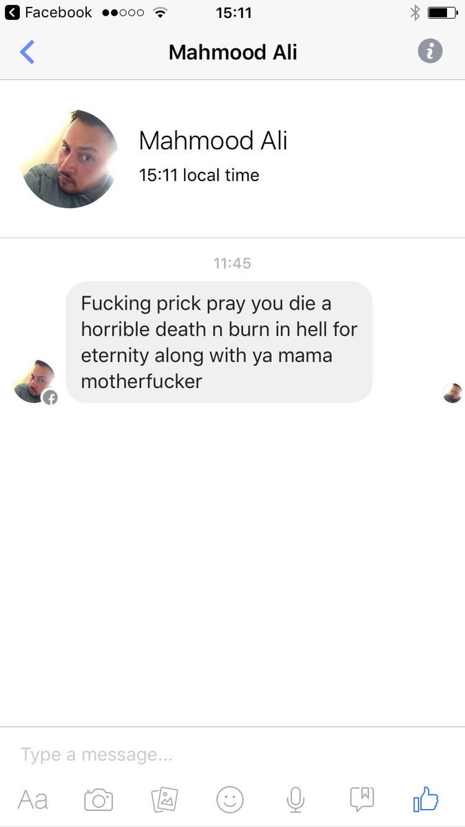 TRobinsonNewEra's tweet photo. Another peaceful Muslim . I could literally do this all day. To date , not a single Muslim has been arrested for threatening me https://t.co/WlGnfnXx7H