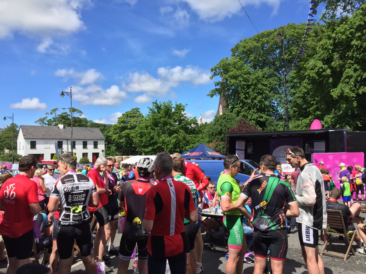 ROBCycleKenmare's tweet photo. Great crowd at the #RideBeara17 After Party as plenty of cyclists cross the Finish Line. What a day!! https://t.co/iwEXS50Q5v