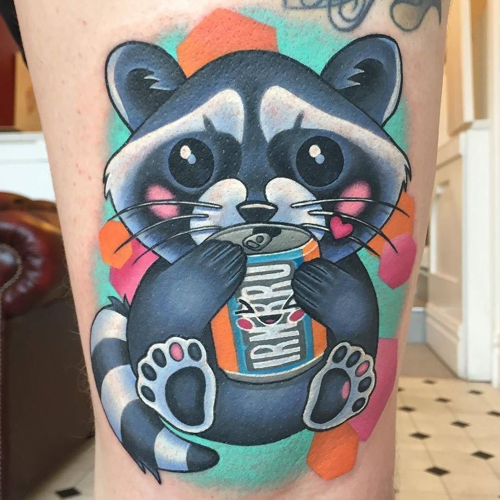 Kalinowski Tattoo - Raccoon Thief @phoenix_rising_tattoo_torun ______ # cartoon #raccoon #tattoo #tattooideas #tattoos | Facebook