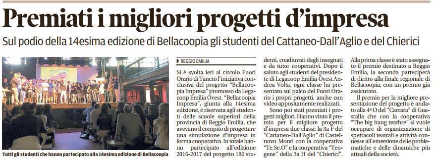 LegacoopEmiliaO's tweet photo. La @gazzettaReggioE parla della finale di #Bellacoopia #ReggioEmilia. https://t.co/FM4uBTefOK