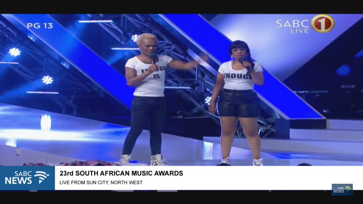 makhondlovu's tweet photo. This moment was a lot. I appreciate the sentiment, enough is enough. #SAMA23 
P.s Yaaaaa Tumi. Slay! https://t.co/mZNDE3REaS