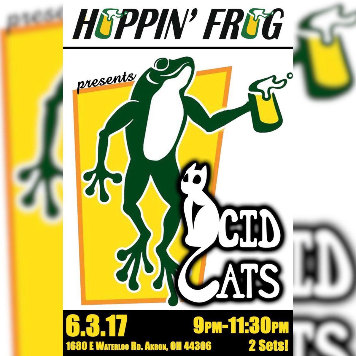 AkronAcidCats's tweet photo. One week from tonight we return to @hoppinfrog w/ two fun filled sets!! https://t.co/sLxh57Zhb4