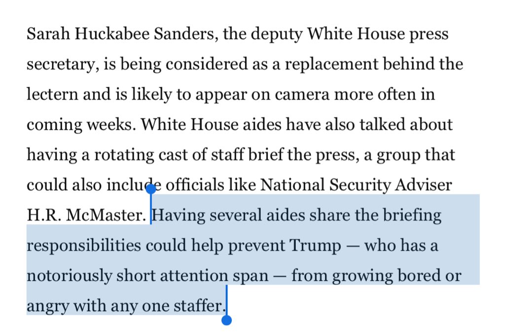 I'll believe that Trump is growing into the presidency when his staff stops talking about him like a toddler.  https://www.washingtonpost.com/politics/trump-considers-major-changes-amid-escalating-russia-crisis/2017/05/27/44d1a016-4230-11e7-9869-bac8b446820a_story.html?utm_term=.eb6ba4755454