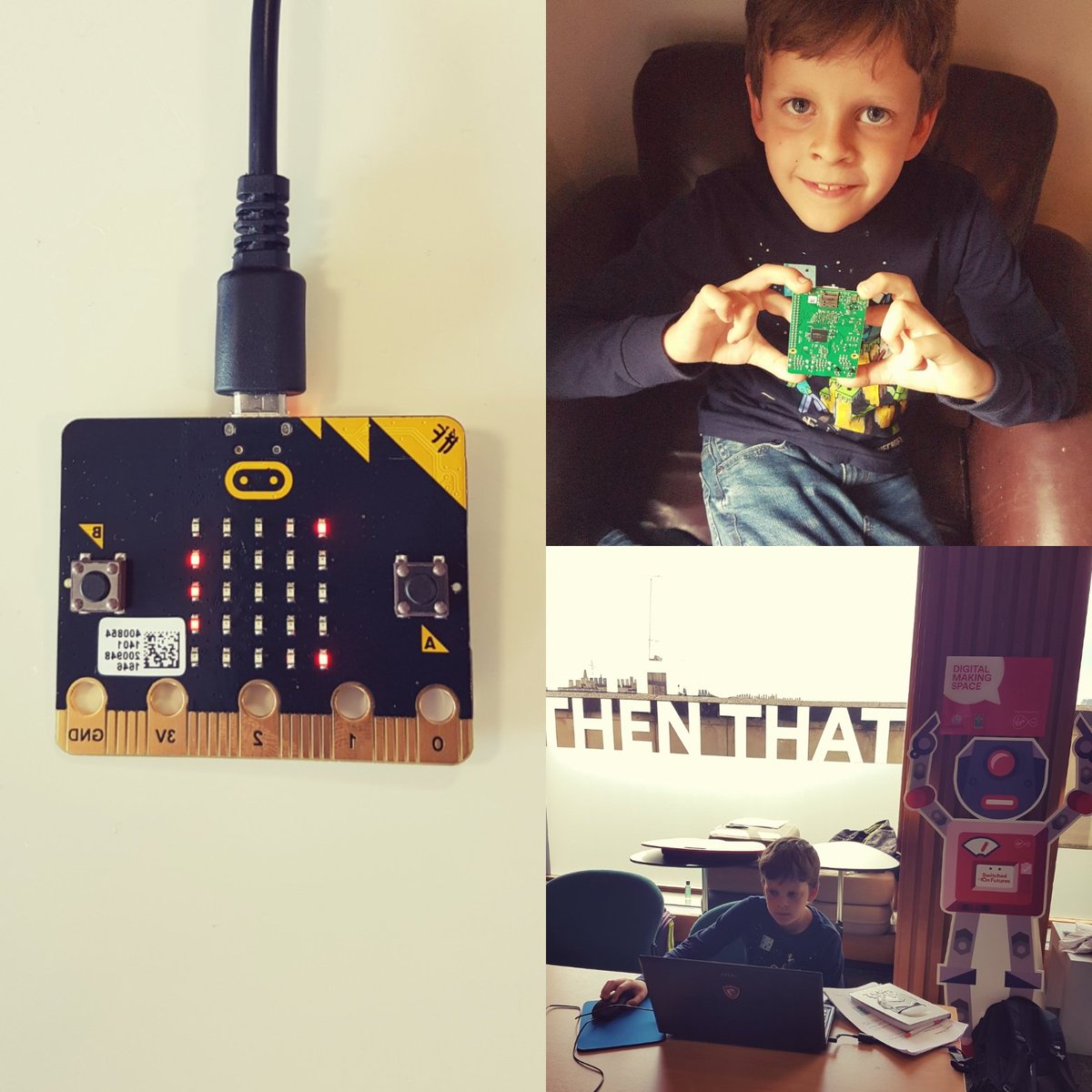 ktechbe's tweet image. 1st time using a micro:bit @CoderScot today for this guy, he loved it so much he's stealing his brothers @Raspberry_Pi to try... #codeiscool