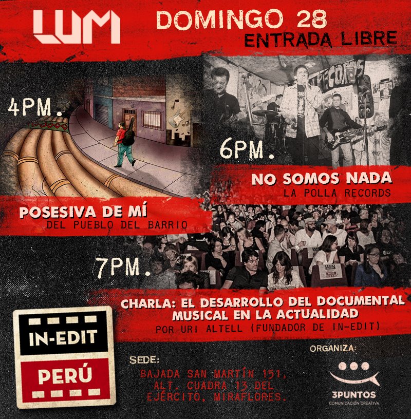 LUMoficial's tweet photo. DOM 28 #LUM sede del #InEditPeru #IngresoLibre #Musicaparatusojos https://t.co/oGeKUUJKit