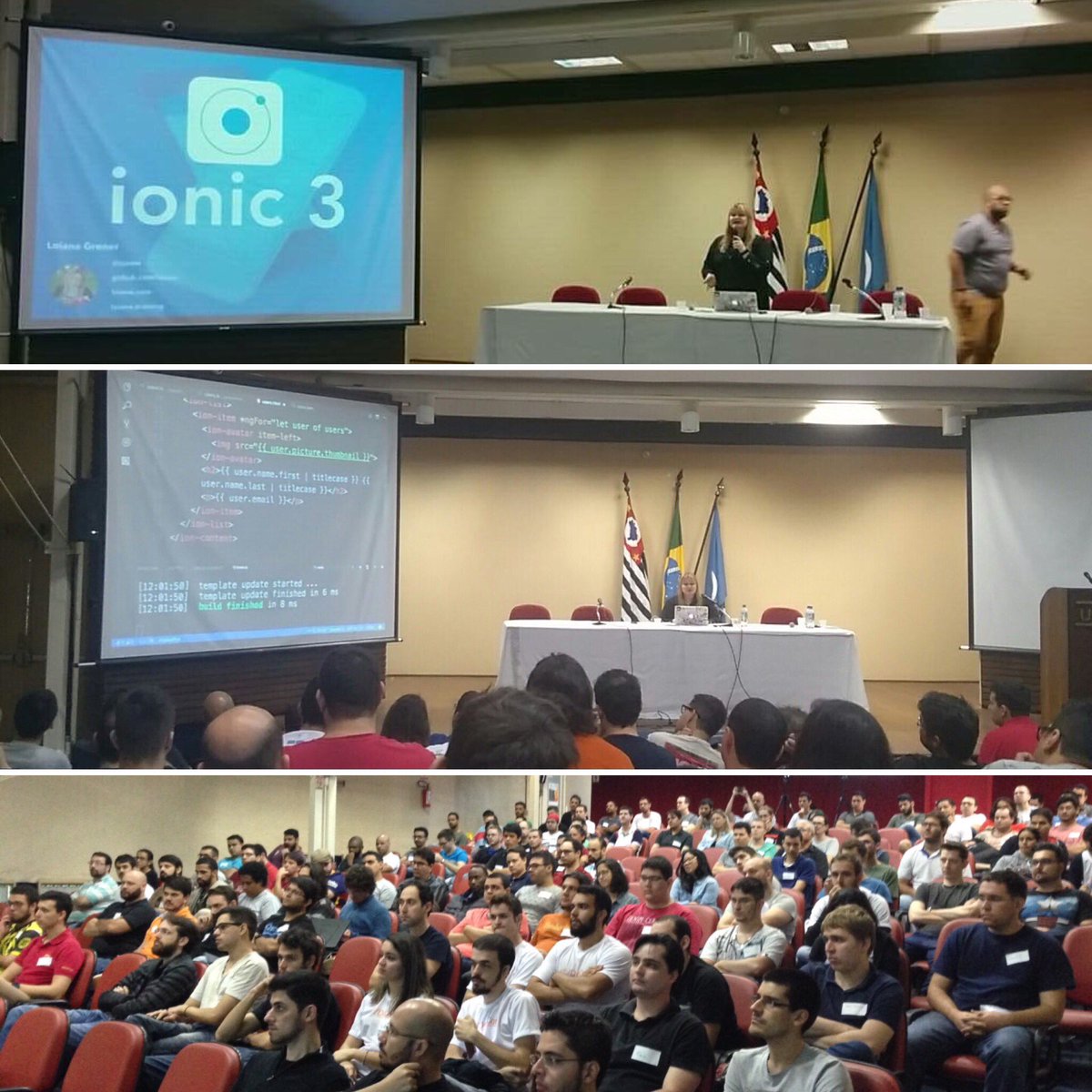 loiane's tweet photo. My @Ionicframework 3 talk at #DevConf2017 #opensanca with live coding!
Palestra Ionic 3! Muito obrigada a todos que compareceram! https://t.co/iSy6rKHQ9x