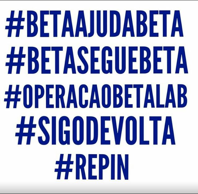 joaocarmel's tweet photo. Me ajudem que eu ajudo também!!! RT
#BetaAjudaBeta #betaseguebeta #betalab #OperacaoBetaLab #timBETA #SDV #SDVgeral #RETWEEET https://t.co/G7O0U0Pm1N
