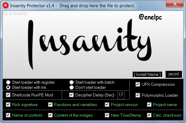 enelpc's tweet image. En desarrollo de #InsanityProtector v1.4. Con un servidor más pequeño e indetectable. Más arranque con acceso directo o archivo por lotes.