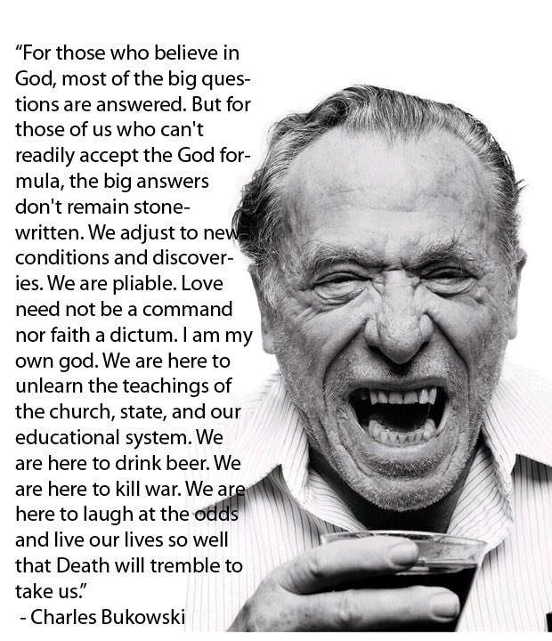 atheist_support's tweet photo. As crazy as he may appear, Bukowski's thoughts on life are at the very least inspiring and motivational. https://t.co/bWHtstIAaQ
