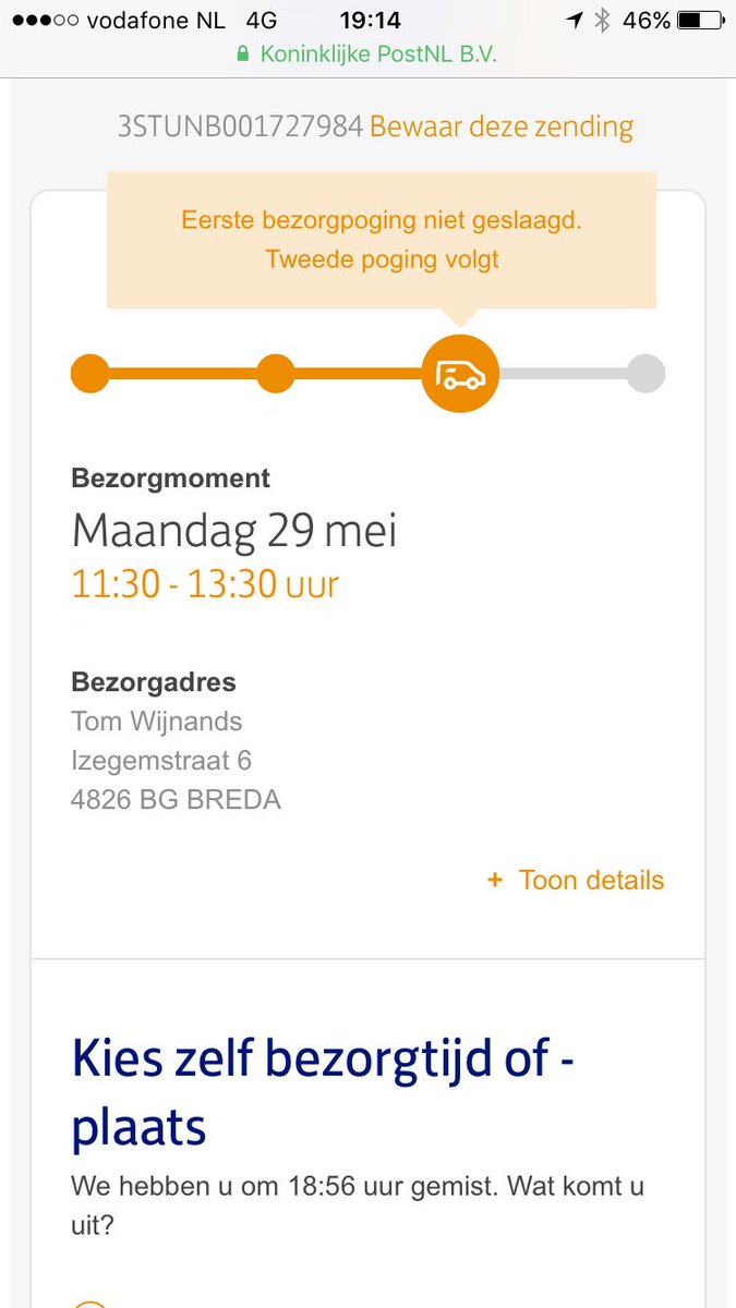 TWijnands's tweet photo. @PostNL hele dag thuis niemand gezien en dan dit. Dit accepteer ik niet !!!!!!! https://t.co/VNyA112lEm