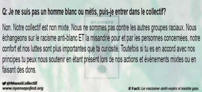 BlackHachee's tweet photo. https://t.co/oA49Rjof7Y

La mine d'or des punchlines antiracistes :)
#NYANSAPOFest https://t.co/Bxm3uMj8a0