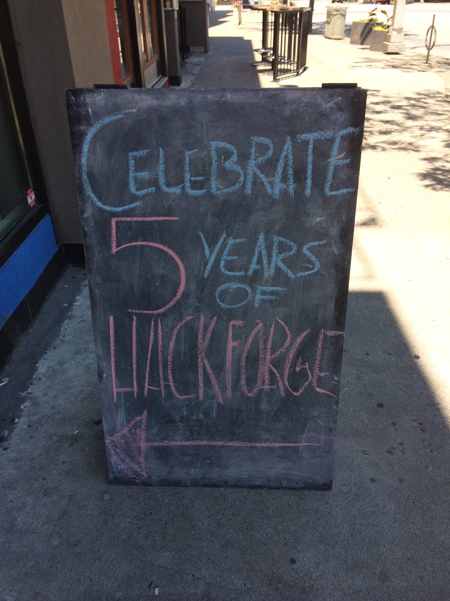 CircelliDan's tweet photo. Congratulations #hackforge on your 5 year anniversary and your tireless contribution to the community #YQG https://t.co/QBlqo0HI7K